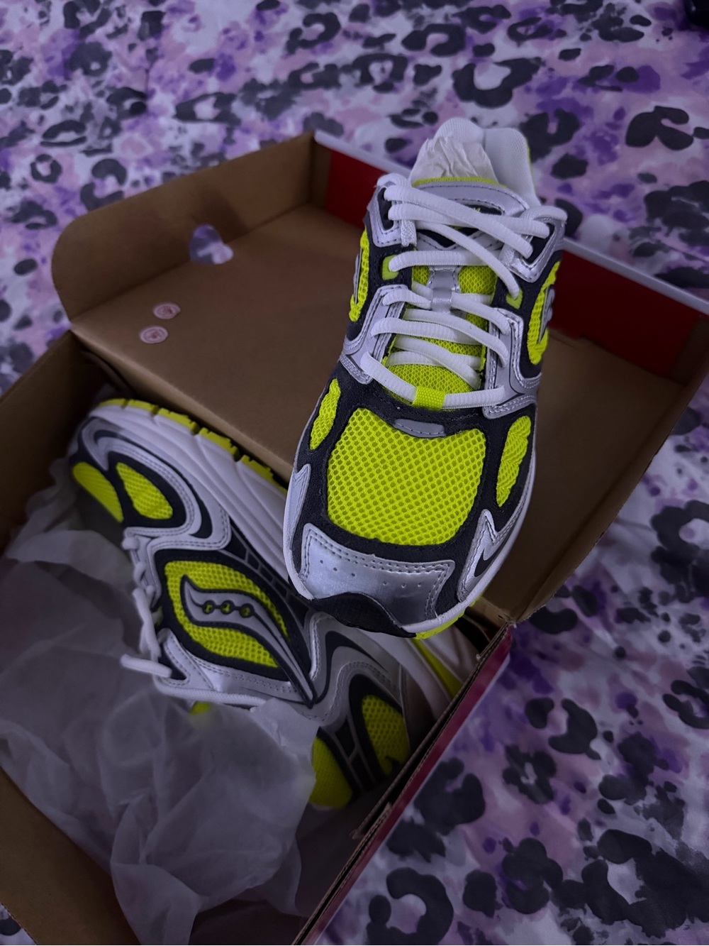 Saucony Kids Yellow & Gray Mesh Running Sneakers - Picture 3 of 4